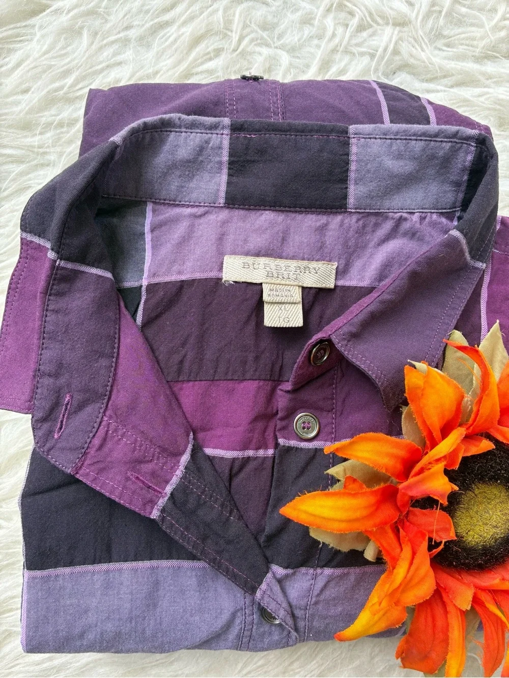 🌺GORGEOUS BURBERRY BRIT plaid button down long sleeve top ❤️ - Picture 8 of 8